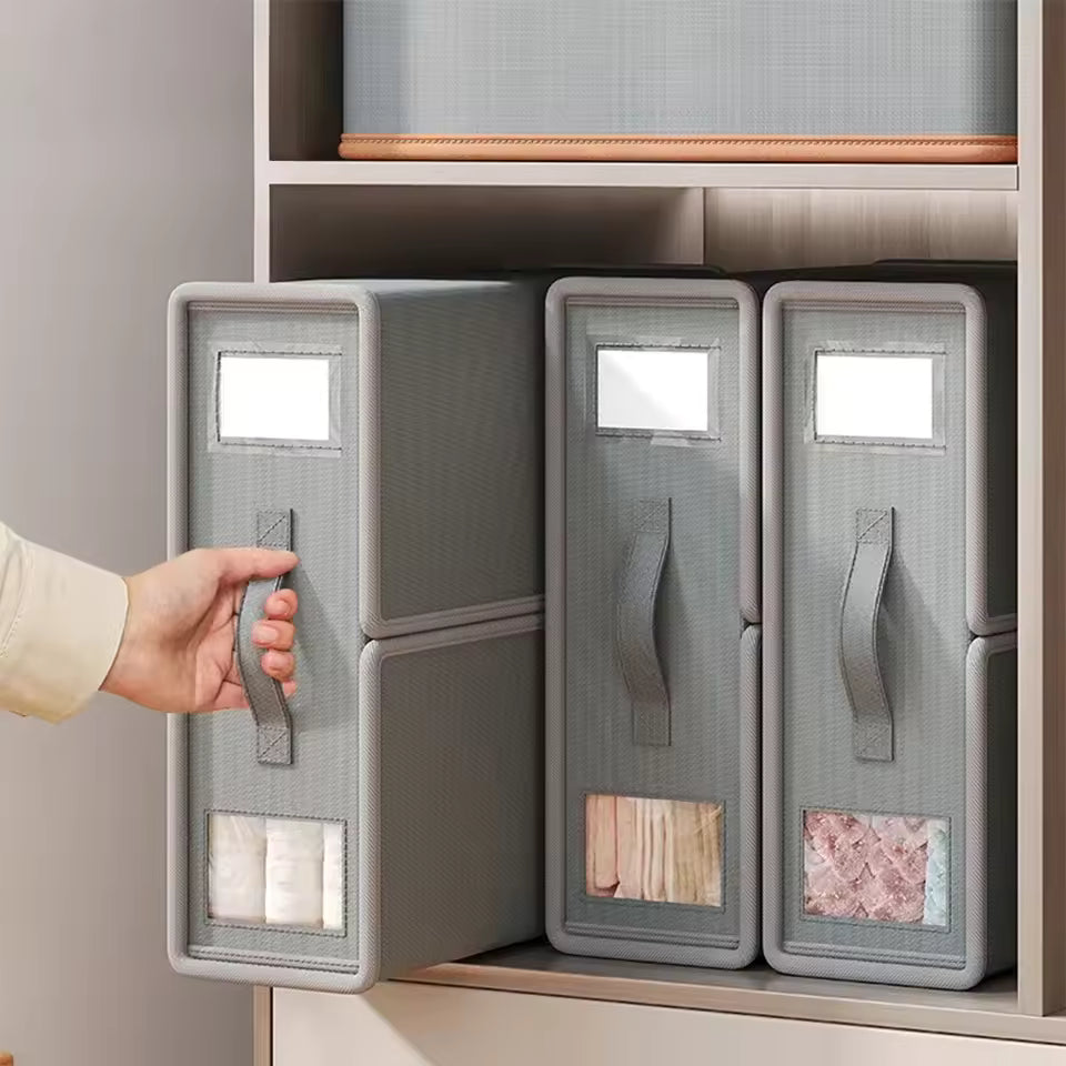 Çarşaf Seti Saklama Kutusu | Katlanabilir Kumaş Dolap Düzenleyici | Pencereli Fermuarlı Battaniye & Giysi Organizatör