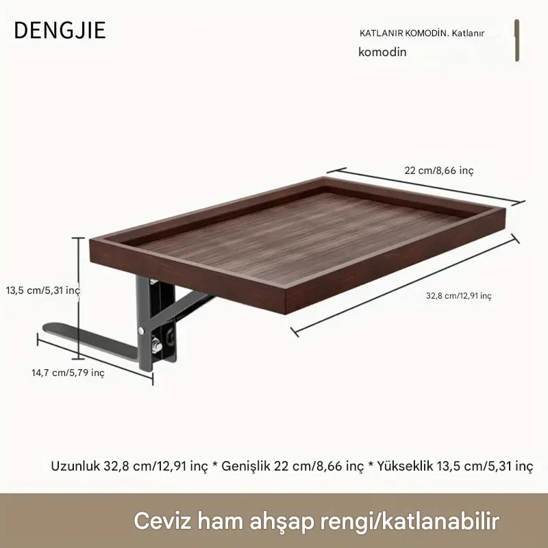 Katlanabilir Yatak Yanı Masası | Görünmez Raf | Bambu Düzenleyici | Paslanmaz Çelik | Pratik Depolama | Şık Tasarım | Sağlam Yapı